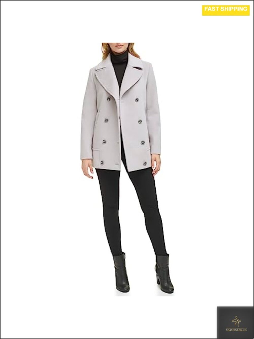 Women's Double Breast Notch Collar Wool Blend Overcoat
